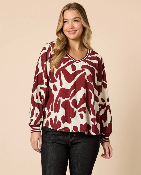 Threadz Aspen Shiraz Print Top 49167
