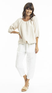 Escape Linen Sand 3/4 Sleeve Top 72495