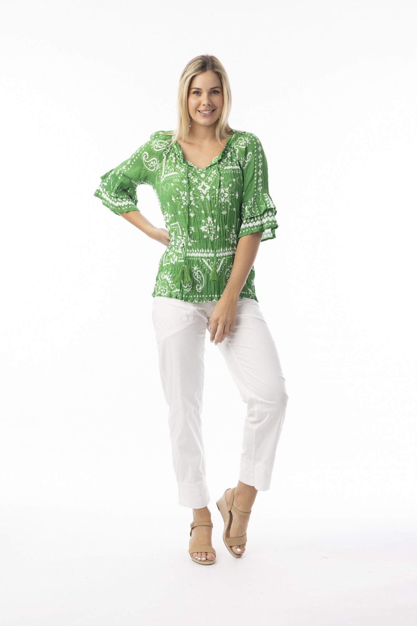 Orientique Boho Bandana Green Top 82226