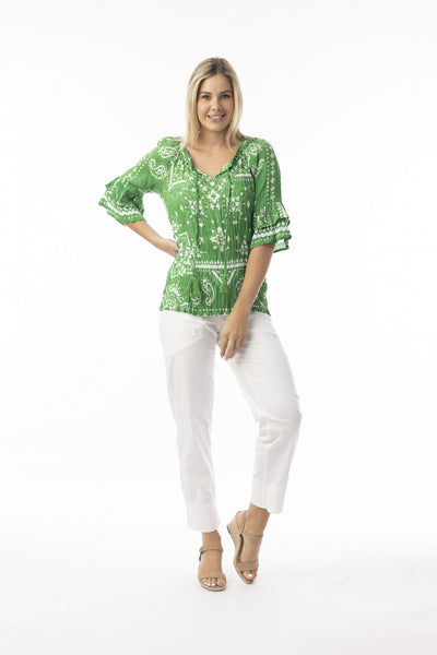 Orientique Boho Bandana Green Top 82226
