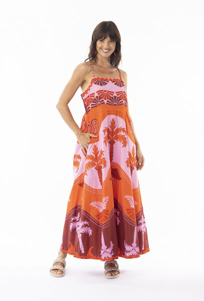 Escape Celeste Orange Strappy Dress 30145