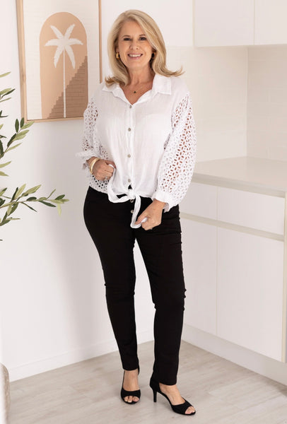 La Sofia Grace Linen Top White VLST590