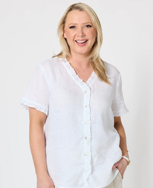 Gordon Smith Audrey White Linen Blouse 49440