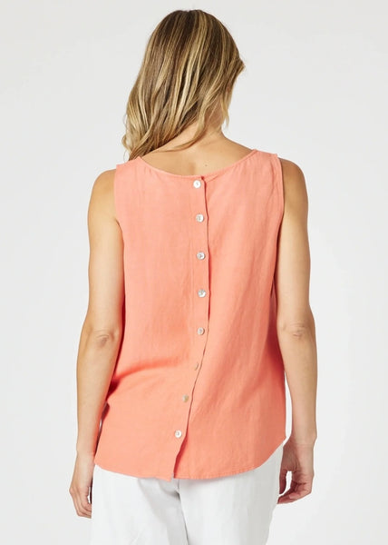 Gordon Smith Lino Button Back Cami Papaya 48122