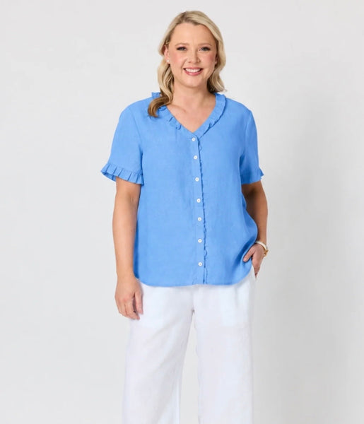 Gordon Smith Audrey Linen Cornflower Top 49440