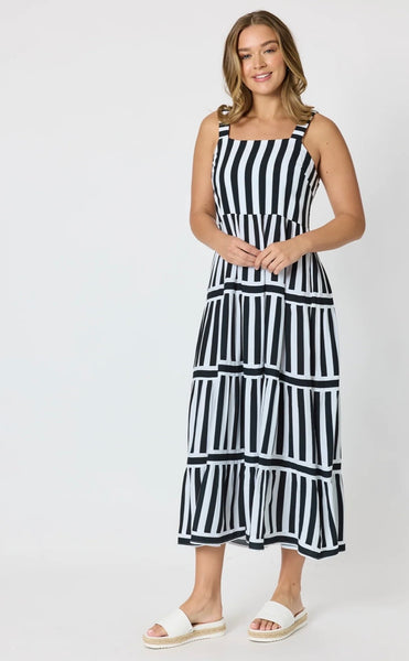 Threadz Bianca Stripe Black/White Dress 50130
