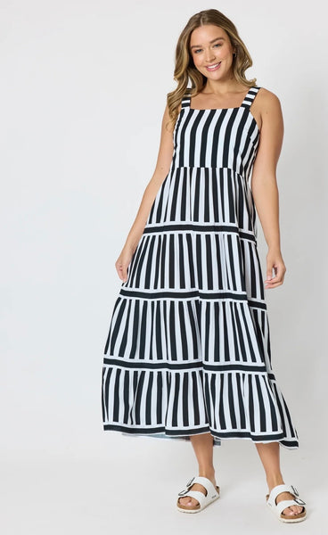 Threadz Bianca Stripe Black/White Dress 50130
