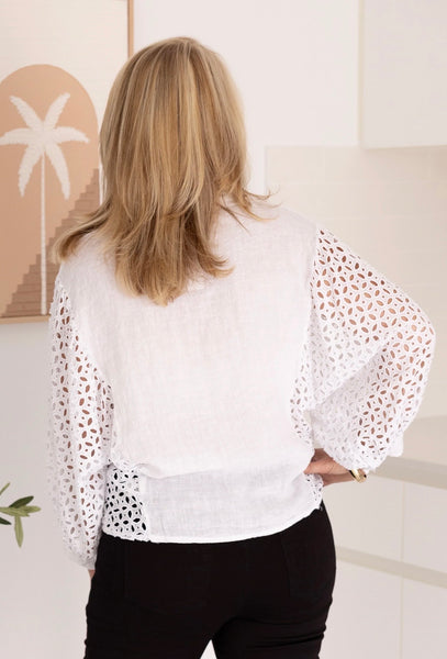 La Sofia Grace Linen Top White VLST590