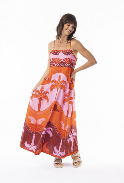 Escape Celeste Orange Strappy Dress 30145