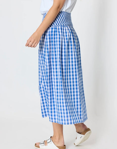 Threadz Amalfi Check Azure Skirt 50036