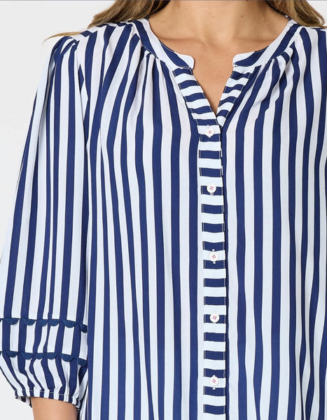 Threadz Montecito Stripe Top Navy 49542