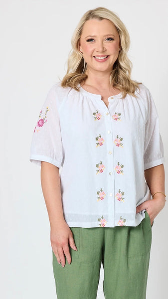 Gordon Smith Desert Rose Embroidered Top 49605