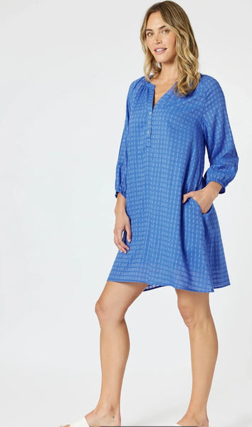 Gordon Smith Mykonos Check Dress Sardinia Blue 48278