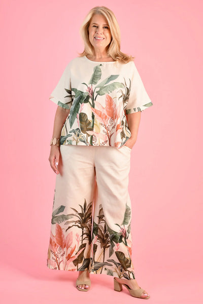 La Sofia Mia Linen Pant Tropical Serenity VLSP008