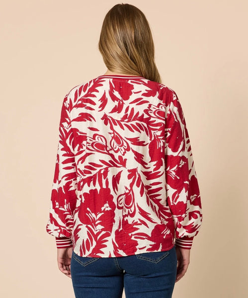 Threadz Moulin Rouge Top Red/Ivory 49166