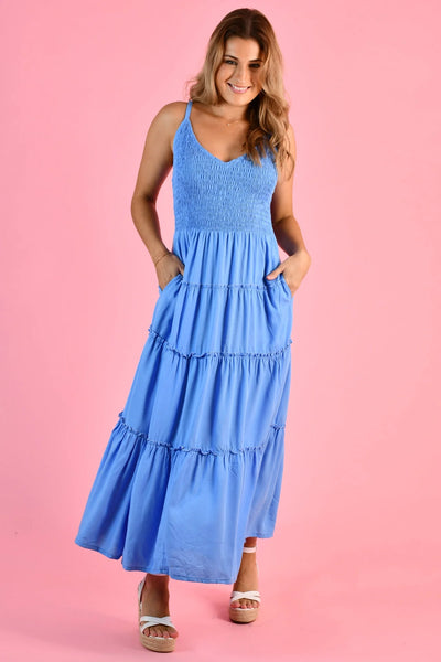 Go Girl Traveller Maxi Dress Baby Blue VGLD267