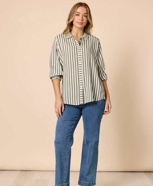 Threadz Amour Stripe Khaki Shirt 48944