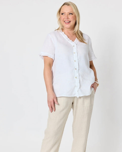 Gordon Smith Audrey White Linen Blouse 49440