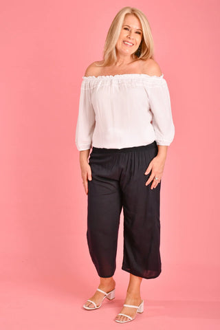 Go Girl 3/4 Rouched Tie Pants Black VGLP051