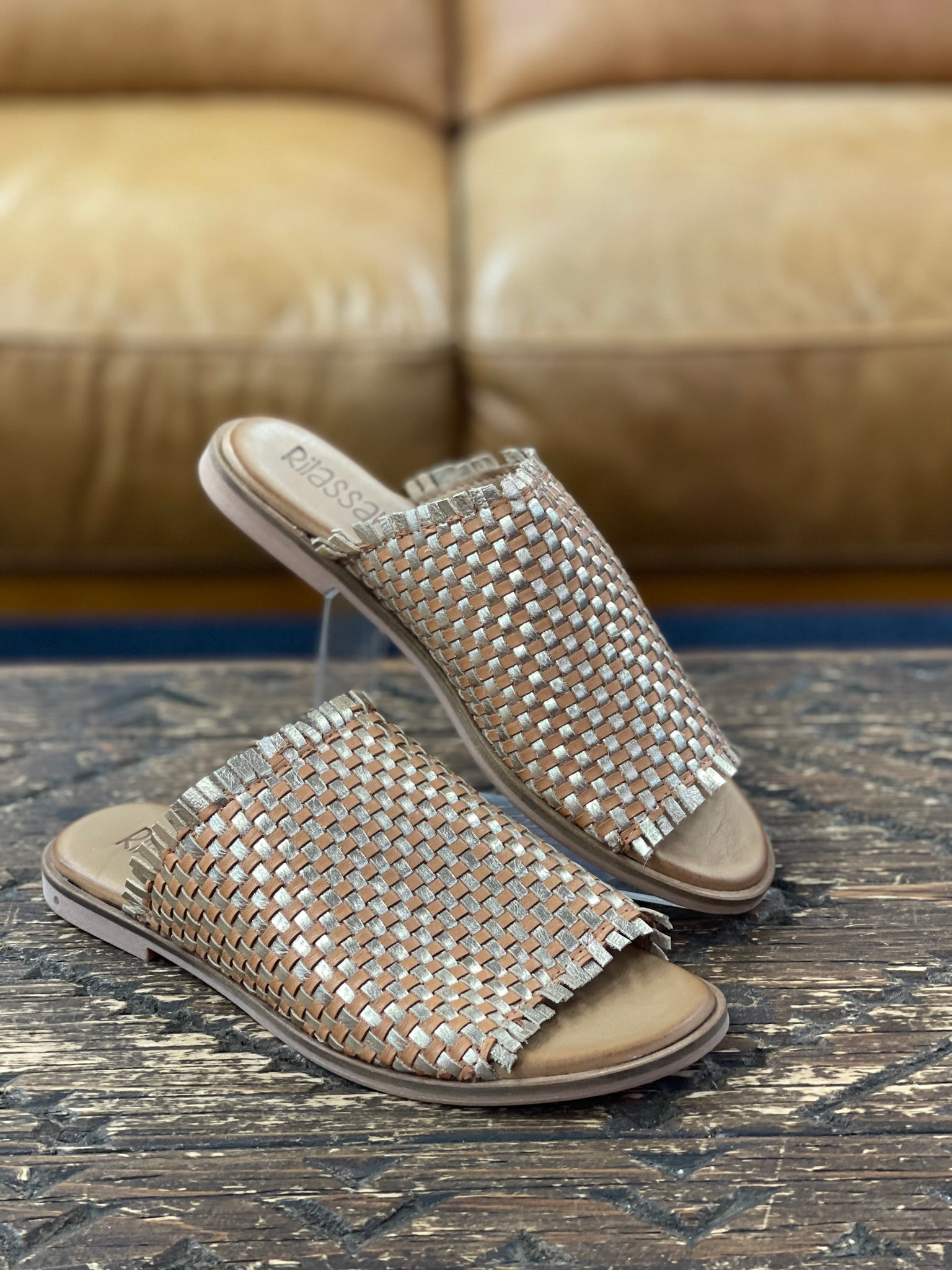 Rilassare Doja Coconut/Tan Weave Slide
