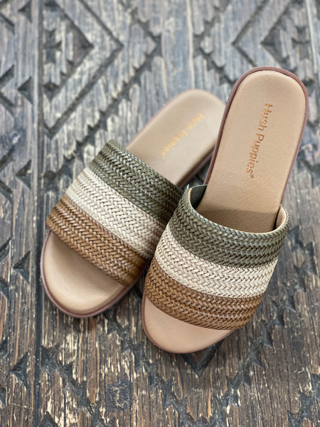 Hush Puppies Paradise Weave Sage Slide