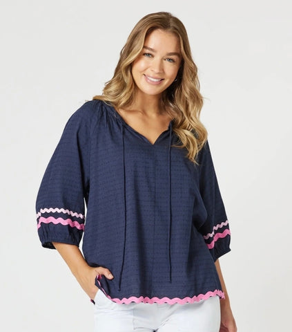 Threadz Ric Rac Top Navy 48241