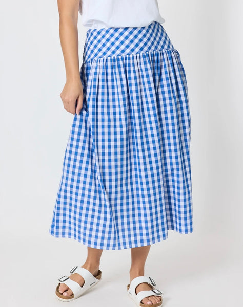 Threadz Amalfi Check Azure Skirt 50036