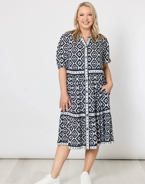 Threadz Diamonds are Forever Dress Navy/White 48392