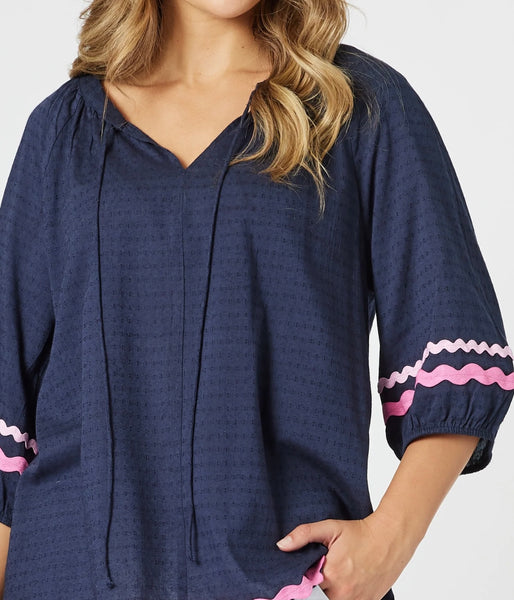 Threadz Ric Rac Top Navy 48241