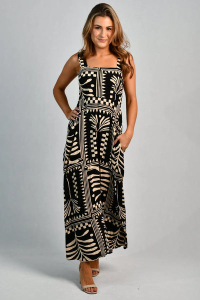 Go Girl Emily Maxi Dress Tribal Artisan Black VGLD313