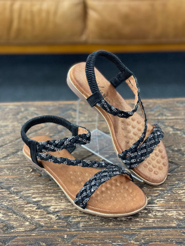 Kirra Beach Sofia Black Plaited Sandal