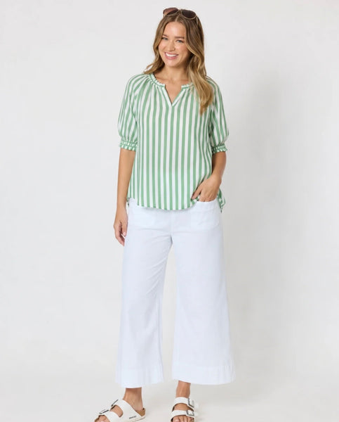 Threadz Kalahari Stripe Apple White Top 50356