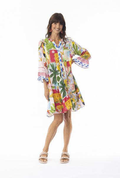 Escape Erica Tiered Frill Hem Print Dress 30117
