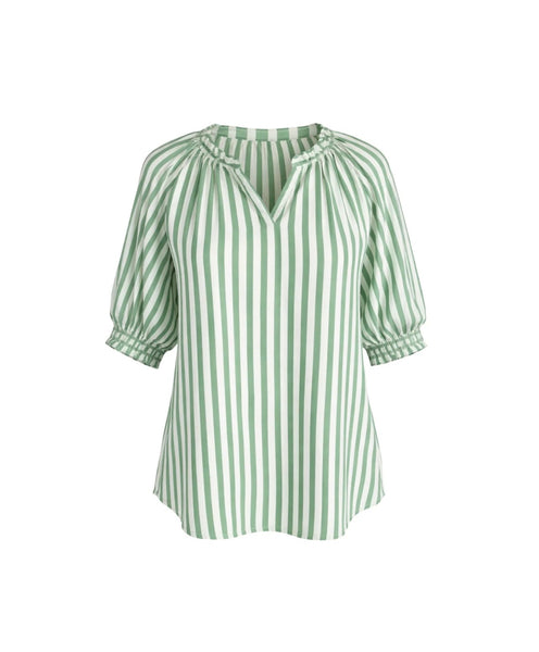 Threadz Kalahari Stripe Apple White Top 50356