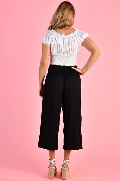 Go Girl 3/4 Rouched Tie Pants Black VGLP051