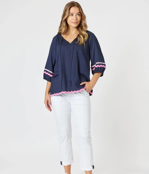 Threadz Ric Rac Top Navy 48241