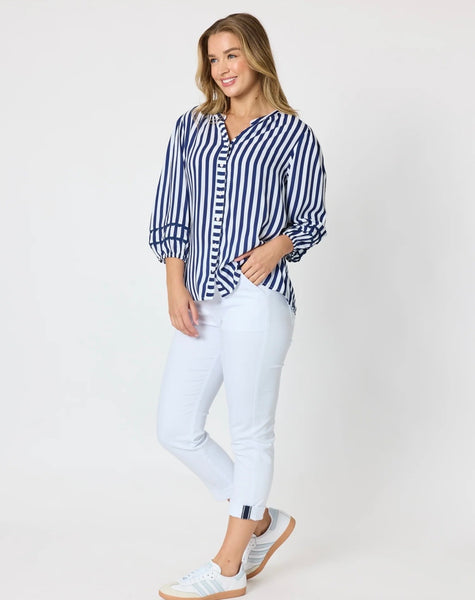 Threadz Montecito Stripe Top Navy 49542