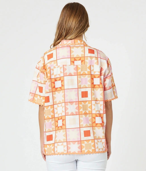 Threadz Corfu Print Mango Top 47921