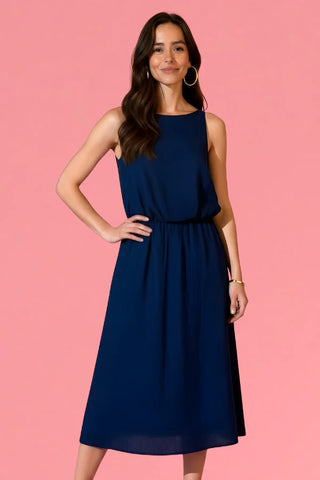 La Sofia Milan Linen Skirt Navy VLSK001