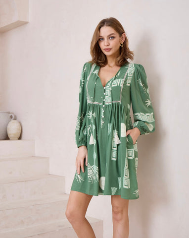 Iris Maxi BabyDoll Green Dress 2011951-7