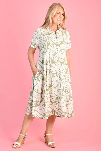 Bodacious Freya MIDI Seashell Sage Dress VBLD589