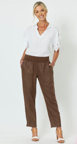 Gordon Smith Ribbed Waist Koko Linen Pant 19393