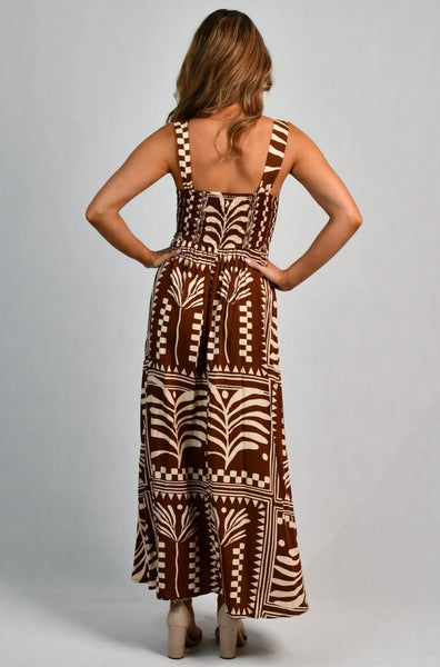 Go Girl Emily Maxi Tribal Artisan Brown Dress VGLD313