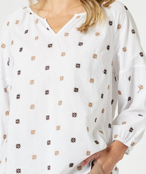 Gordon Smith Rattan Embroidered White Blouse 48221