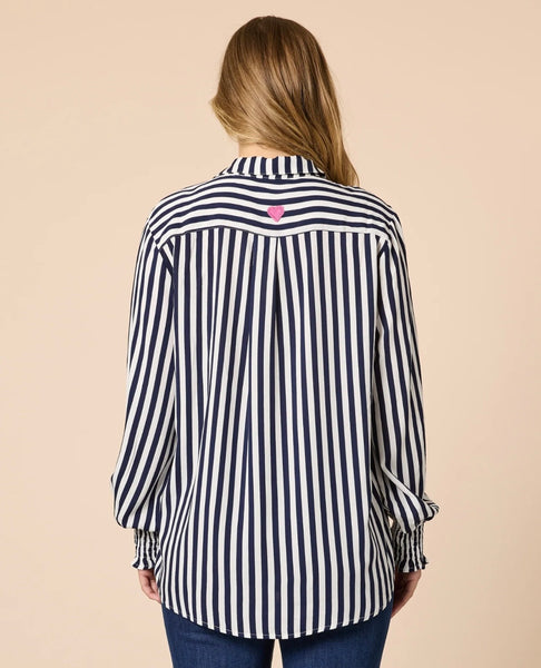 Threadz Amour Stripe Navy Shirt 48944