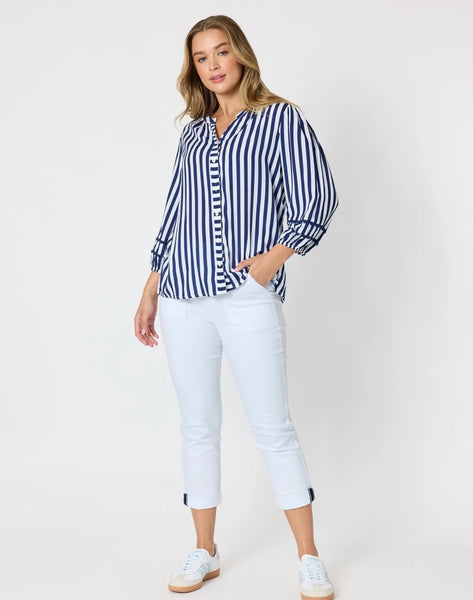 Threadz Montecito Stripe Top Navy 49542