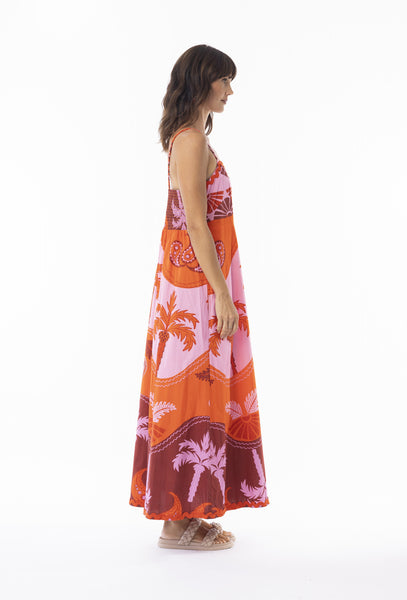 Escape Celeste Orange Strappy Dress 30145