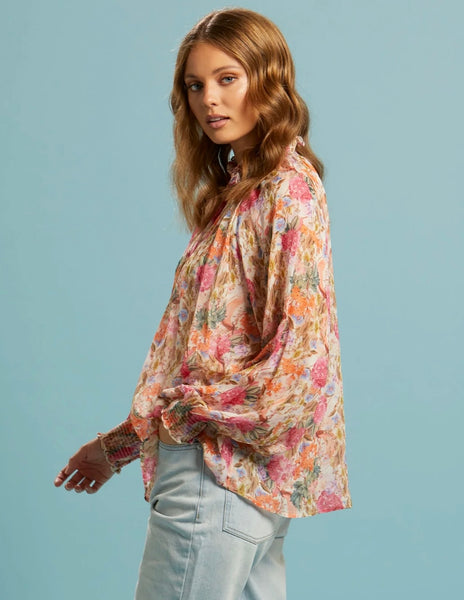 FATE & BECKER Another Love Shirred Neck Top-Floral Love