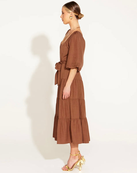 FATE+BECKER One And Only Tiered Mocha MIDI Dress 15936