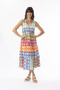 Escape Hanna Print Layered Sleeveless Dress 91250